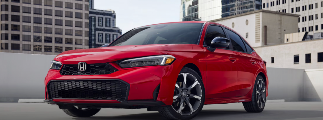 Honda Civic parked on top of a parking garage